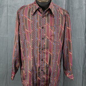 Vintage Disco Shirt - Sublimated Stripe Pattern - Men's Large